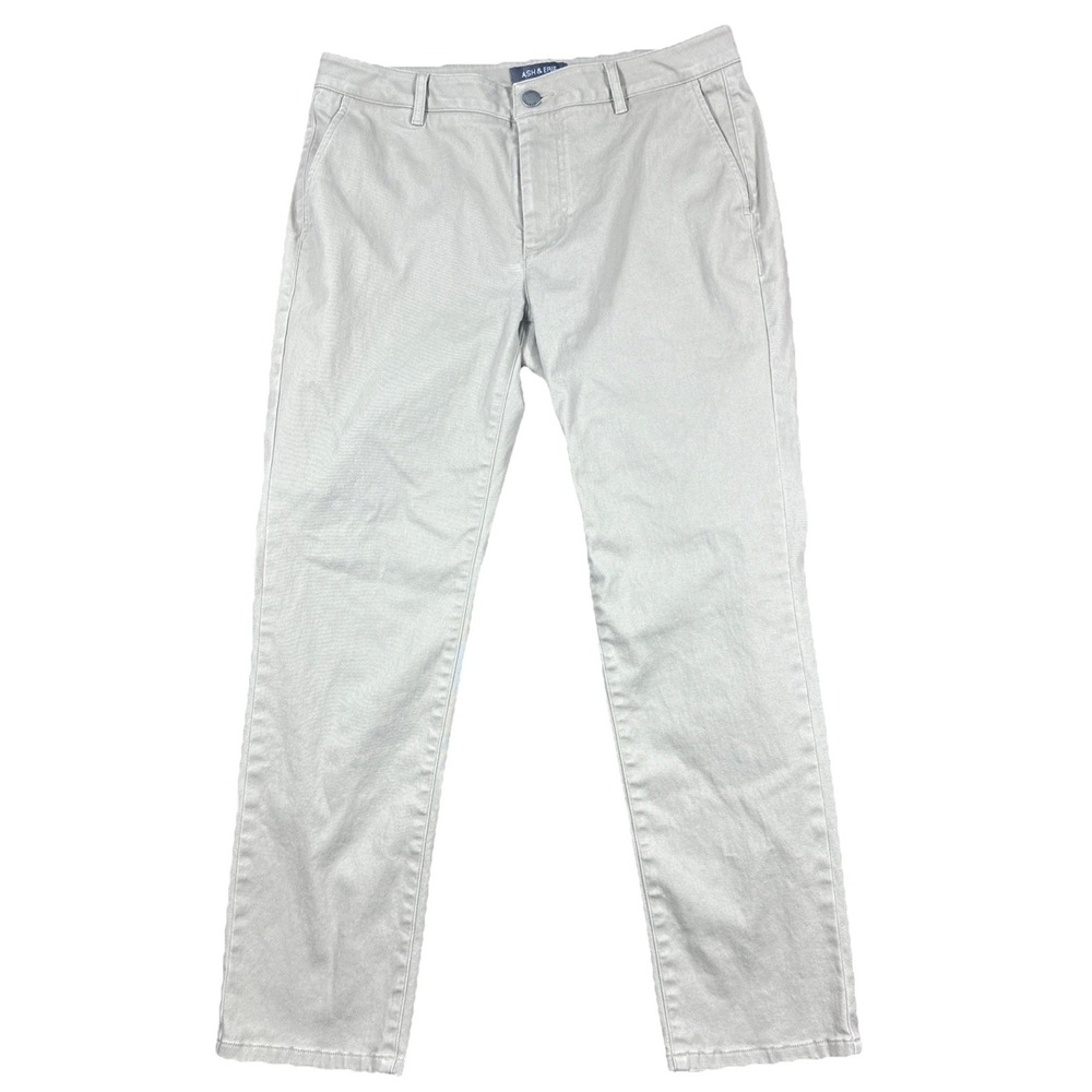 Ash & Erie Pants Mens Fit 32x27 Chino Zip Fly Casual Pockets Preppy beige